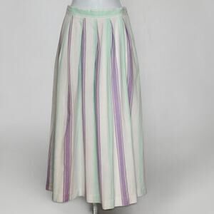 Vintage Brooks Brothers Linen Blend Midi Maxi Skirt Pastel Stripe High Waist 8